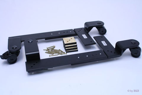 taffijn BKB Verstelbaar wielonderstel, zwart, voor console-piano's, haaks, met kunststof wielen, hoogte 30 mm, verstelbaar tot 550 mm, met rem taffijn BKB Verstelbaar wielonderstel, zwart, voor console-piano's, haaks, met kunststof wielen, hoogte 30 mm, verstelbaar tot 550 mm, met rem